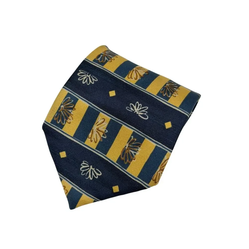 St Michael Marks & Spencer Silk Tie Floral Stripe Vintage